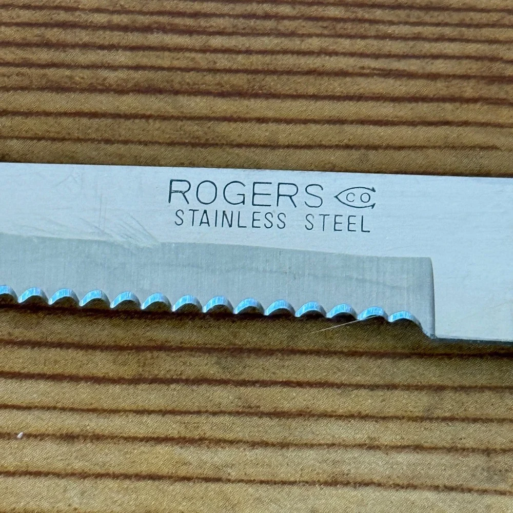 Rogers Stainless Steel Serrated Steak Knife‎ Wood Handle